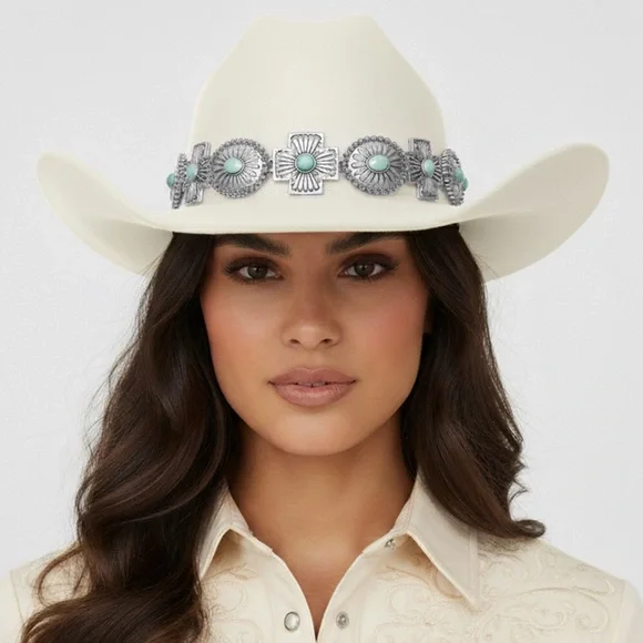 Unisex Brown Rugged Steerhead Accent Band Western Cowboy Hat - Picture 2 of 8